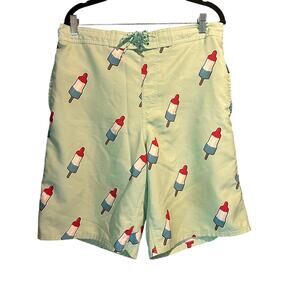 Airwalk Size Large Swimming Trunks Mint Green with Bombpop Popsicles